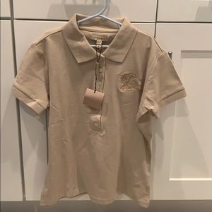 Boy/Girl Tan Burberry Collared Shirt NWT